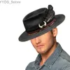 Weitkrempeln Hats Bucket Classic Fedoras Hut Wolle Weit geschnittener Western Denim geeignet für Trilby YQ240407