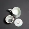 Teaware -sets Creative Hand Painted Lotus theekop keramische koffiemok met theefilterbedekking Chinese set thuiskantoor drinkwar cadeau