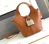 Designer bag bucket bag Locker bag grain texture leather bag women's bag