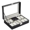 Mire las cajas Wellzone Black PU Gran Capacidad 8 2 Caja de almacenamiento de joyería de caja multifuncional múltiples ranuras para el hogar y el amigo