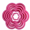 Baking Moulds 6pcs/set Pink Plum Flower Cookie Cutter Plunger Cake Mold Biscuit Stamp Fondant 3D Decorating Tools