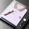 Mens Casual borduurwerk met korte mouwen Polo shirt Fashion Solid Color Top 240403