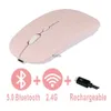 Myszy ładowne Bluetooth Mysz Bezprzewodowy Tryb 5.2 Silent Computer Gaming Ergonomic 2.4 USB H240407