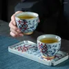 Teaware Sets Blue And White Happy Cups Ceramic Wedding Gifts Kungfu Tea Set Handmade Teacup Accessories 75ml Tray