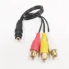 Gyllene pläterad 3,5 mm kvinnlig jack till 3 RCA Kvinnlig ljudvideo AV -adapterkabel 25cm/2 st