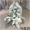 装飾的な花の花輪ホワイトシリーズローズベビーブリースレアルタッチオッチャーディールウェディングフラワーアレンジメントマテリアルランナーフロアフローラルDHPMM