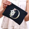 Bolsas de armazenamento Maquiagem de carta da moda para femininas viagens florais organizador cosmético Canvas Bolsa de presente de noiva para noiva Bolsa de mulheres vaso sanitário