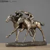 Konst och hantverk Metal Fiure Sculpture Simulation Animal Metal Crafts Ornament Race Equestrian Athlete Crafts Ornament Horse Home DecorationL2447