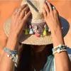 Cappelli larghi cappelli a secchio cappello da sole boho cappello di fiori di fiore di cappello da sole estate cappello da sole per protezione solare per la protezione da sole da sole per la spiaggia di paglia da sole outdoor ginnastica larga cappello brim brim q240403