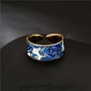 Австралийский древний популярный сине -белый дизайн фарфорового дизайна персонализированное нефтяное кольцо регулируемое женское открытие медного украшения