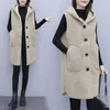 Gilet pour femmes 2024 grande taille 5xl Veffure Viete d'automne usure extérieure mi-longueur LAMB LAMB ONE POUVIAU DE VESTS À CABUDED FUR