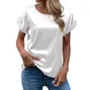 Dames t shirts zomer zwart witte massief satijnen shirt vrouwen korte mouwen korte mouwen losse casual ronde nek mouw atletische basis blouse