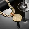 Colliers de pendentif Hip Hop Crystal Lucky Number 7 Pendentif avec Big Miami Cuban Chain Choker Collier pour hommes Femmes Iced Out Coin Jewelry