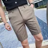 Mäns shorts sommarmens nya smala affärer casual shorts solid färg medelhög rak sociala kontor shorts mens enkla party hem shorts j240407