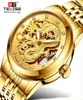 Tevise Luxury Golden Dragon Design Mens Watchesステンレス鋼のスケルトン自動機械式時計防水男性Clock9531409