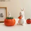 Kunst- en ambachten Persimmon Storae Jar keramische konijnen ornamenten caddy zeehond potbeelden standbeelden standbeeld huis accessoires decoratie ambachten fiurinesl2447