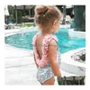 One-Pieces Summer Girls Bikini Swimsuit Lettres Imprimé enfants Toddlers Bathing Costumes Baby Girl Beach Swimswear Children Swimming Wear Dha7r