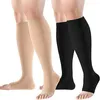 Women Socks 1 Pair Compression Open Toe S/M/L/XL/XXL Sports Black Knee High Compress For & Men