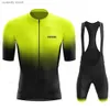 T-shirts voor heren Nieuwe fiets jersey set 2024 Mens kleding zomer korte maat 7 touw ciclismo hombre maillot h240407