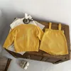 Clothing Sets Spring Baby Girl Iron Yellow Knitted Jacket Solid Color Suspender Sweater Can Be Sorted Into 2