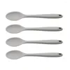 Cuillères 4 PCS Ustensiles de cuisine en silicone en acier inoxydable