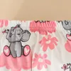 Set di abbigliamento per 0-2 anni nata per bambina abbigliamento quotidiano set cartone animato a maniche corte per manica corta pantaloncini con fascia estiva