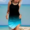 Casual Dresses Plus Size Summer For Women 2024 Ärmlös Pullover Tank Dress Gradient Spaghetti Strap Bohemian Beach Sundress