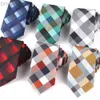 Neck Ties New Jacquard Woven Neck Tie For Men Classic Check Ties Fashion Polyester Mens Necktie For Wedding Business Suit Plaid Tie 240407