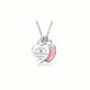 Designermärke TIFFAYS S925 Silver Drop Lim Emamel Heart Shaped Diamond Pendant Halsband Tie Family Double Collar Chain