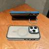 Socktät genomskinlig matt magnetisk fodral, dold lins Kickstand Magsafe trådlöst laddningskåpan för iPhone 15 Pro Max 14 13 12