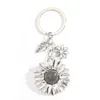 Keychains Lanyards Cute Sunflower Floret Leaf Alloy Keychain Silver Color Natural Plants For Making Handmade DIY Findings Jewelry Accessories Q240403