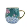 Muggar Luxury Bone China Mugg Pink Blue Ceramic Coffee Water Cup Milk Drinking Tazas Tea Party Home Drinkware Gift