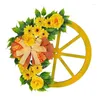 Fleurs décoratives couronne de printemps rustique rond couronnes artificielles dot paid bowknot décor de fleur jaune avec plus de vert