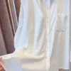 Рубашки с длинным рукавом женские унисекс мешковатые S3XL Spliced Demper Streetwear Личный минималистский дизайнер колледжа Camisas American Chic 240407