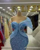 2024 Robes de bal plus taille pour les occasions spéciales robes formelles sirène une épaule en dentelle perle perles cristaux robes de fête d'anniversaire Robe de réception am680