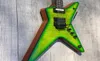 Shop Wash Custom Wash Dimebag Darrell Signature Green Flame Maple Top Guital Electric Black Black Black Black Floyd Rose Tremolo Black Hardware7887334