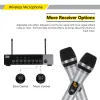 Microphones Xtuga UHF Dual Channel trådlös handhållen mikrofon EasyTouse Karaoke Bluetooth Microphone med diskant/bas/ekoeffekt