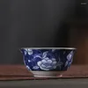 Tassen Untertassen 1PCS Retro blau und weißer Keramik Tee Tasse Chinesische Porzellan Nachmittag Teetasse Espresso Potterie Kaffee