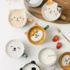 Mokken Europees Cartoon Animal Ceramic Coffee Cup Kindercadeau met deksel paar ontbijtmok mok porselein huisdecoratie