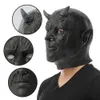 Halloween Horror Devil Mask Full Face latex hoofdomslag Ghost House Secret Room enge Dessing rekwisieten Hoornhoofdtoeslag