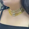 Cuban Chain Gold Party Luxury Jewelry Custom Christmas Gift Full Diamond Choker 18k Womens Necklace