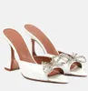 Femmes d'été célèbres Amina Muaddi Sandals Chaussures Rosie Martini talons en cristal arcs ouverts ouverts Mules Lady Elegant Walking EU35-43