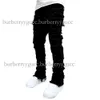 Men's Jeans Regular Fit Stacked Patch Distressed Destroyed Straight Denim Pants Streetwear Clothes Casual Jean