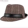 Bodet de chapeaux à bord large ht2774 Fedoras Autumn Mens Hiver chapeau vintage Plain Wool Gentleman Black Band Fedora Trilby Jazz YQ240407