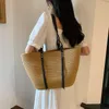 Lady Beach Väskor stor kapacitet bomullstrå vävd väska fransk stil bärbar halm trendig och pendling på kvinnor