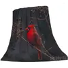 Blankets Northern Cardinal Red Bird On The Tree Branch Soft Warm Decorative Throw Flannel Blanket For Bed Chair Couch Sofa Decor