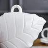 Teaware set European-stil träfäste kopp hängande ljus värme blad form keramisk kaffet te set restaurang hem ben porslin