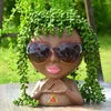 Vases Face Flower Pot Head Succulent Cute Resin Flowerpot With Drain Hole Home Decor Balcony Garden Decoration