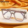 Solglasögonramar 56595 Fashion Retro Square Optical Spectacle Frame Two Color Splice Women Stor storlek Cat Eye TR90 Anti Blue Computer