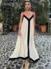 أنيقة Semarender Maxi Dress Womens Summer Summer Sling Beach Dresses Female Fneless Vneck Vneck Contraving Action Long 240403